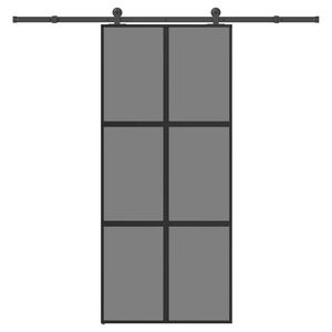 vidaXL Skyvedør med monteringssett 90x205 cm herdet glass og aluminium