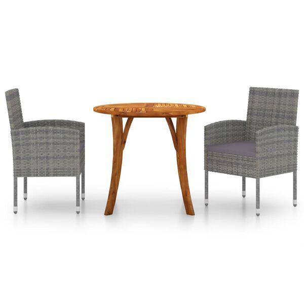 vidaXL Utend&oslash;rs spisestue 3 deler antrasitt