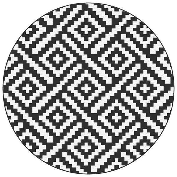 vidaXL Uteteppe ARAKIL hvit og svart &Oslash;200 cm PP
