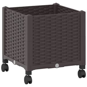 vidaXL Hagekrukke med hjul Brun 40 x 40 x 48 cm PP