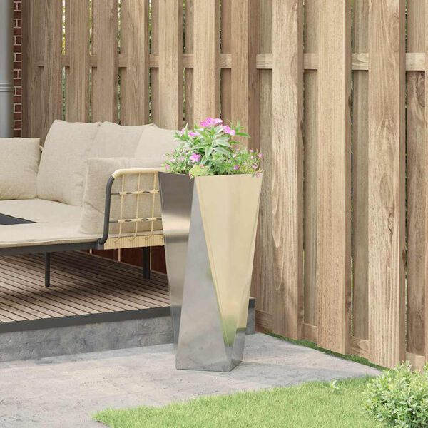 vidaXL Plantekassed s&oslash;lv 30 x 30 x 75 cm Galvanisert St&aring;l