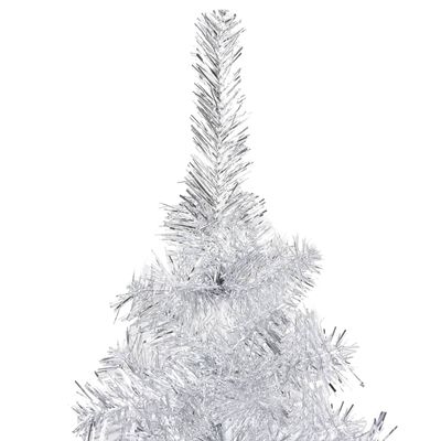 vidaXL Forhåndsbelyst kunstig juletre med kulesett sølv 120 cm PVC