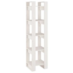 vidaXL Bokhylle/romdeler hvit 41x35x160 cm heltre furu