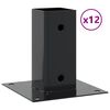 vidaXL Stolpebunner firkantet 12 stk 61x61 mm pulverlakkert st&aring;l