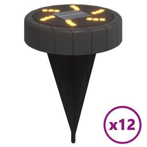 vidaXL Soldrevne bakkelys med jordplugger 12 stk varmhvit