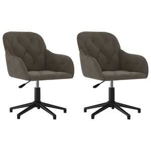 vidaXL Spisestuestol 2 stk. 55 x 59,5 x 77 cm M&oslash;rkegr&aring; Fl&oslash;yel