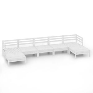 vidaXL Hagesofagruppe 7 deler hvit heltre furu