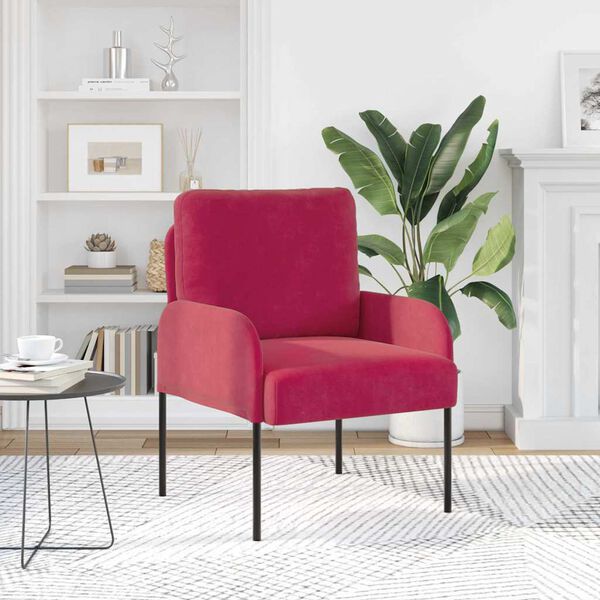 vidaXL Sofaer med pute Vinr&oslash;d 60 x 56 x 80 cm Kryssfin&eacute;r