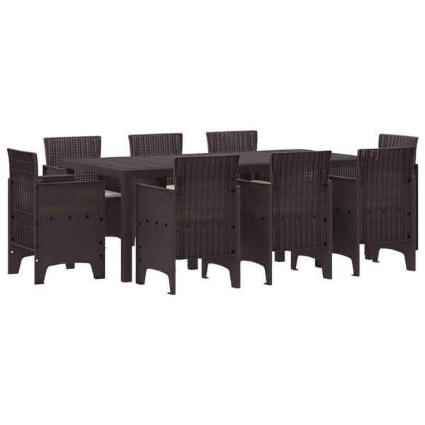 vidaXL Hage Spisegruppe 9 pcs Brun Polt rattan