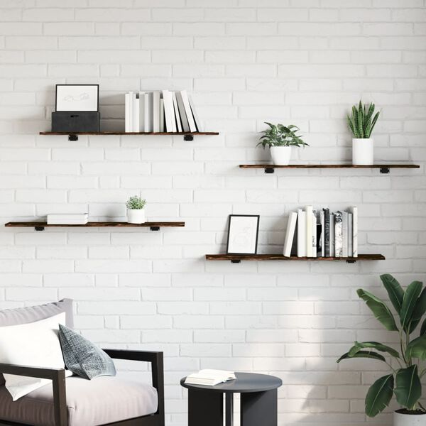 vidaXL Vegghyller 4 stk r&oslash;kt eik 100x20x1,5 cm konstruert tre