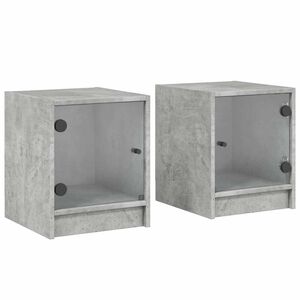 vidaXL Nattbord med glassd&oslash;rer 2 stk betonggr&aring; 35x37x42 cm