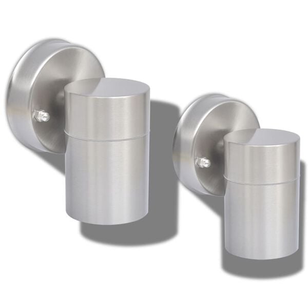 vidaXL Utend&oslash;rs vegglampe 2 stk rustfritt st&aring;l nedover