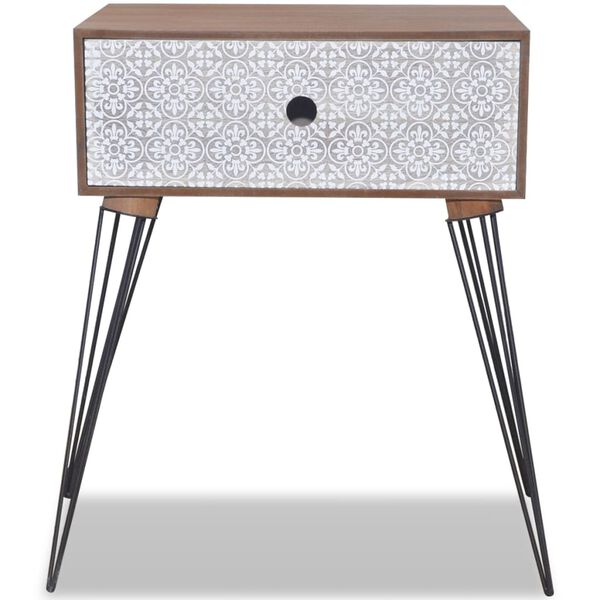 vidaXL Nattbord med 1 skuff rektangulær brun