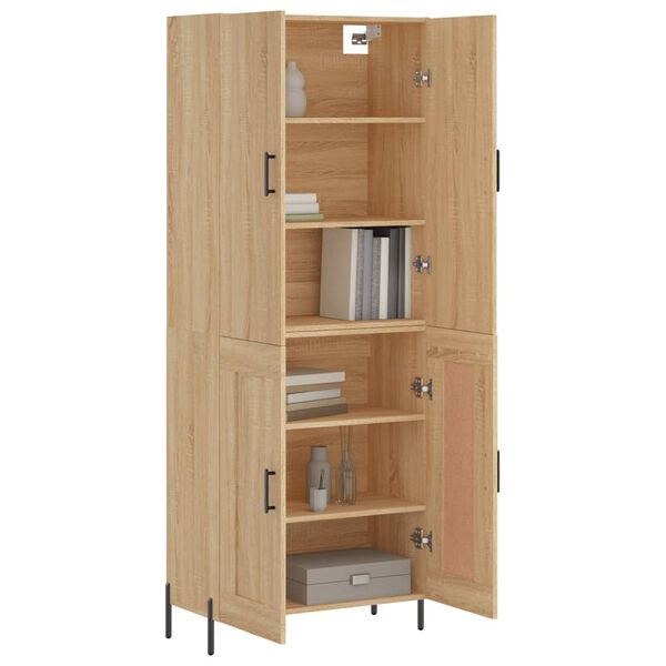 vidaXL Highboard sonoma eik 69,5x34x180 cm konstruert tre