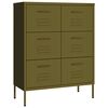 vidaXL Kommode olivengr&oslash;nn 80x35x101,5 cm st&aring;l