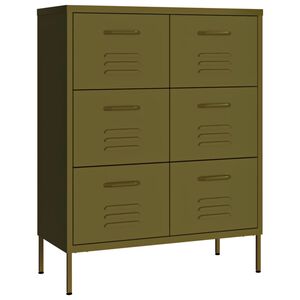 vidaXL Kommode olivengr&oslash;nn 80x35x101,5 cm st&aring;l