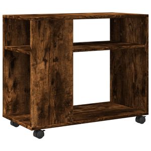 vidaXL Sidebord med hjul r&oslash;kt eik 70x35x60 cm konstruert tre