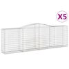 vidaXL Gabionkurver buede 5 stk 400x50x120/140 cm galvanisert jern