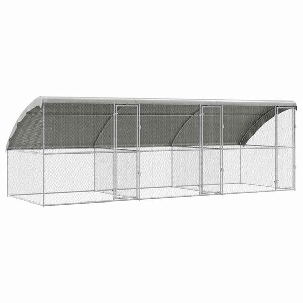 vidaXL Hønsebur 3 pcs sølv 600 x 200 x 198,5 cm Galvanisert Stål