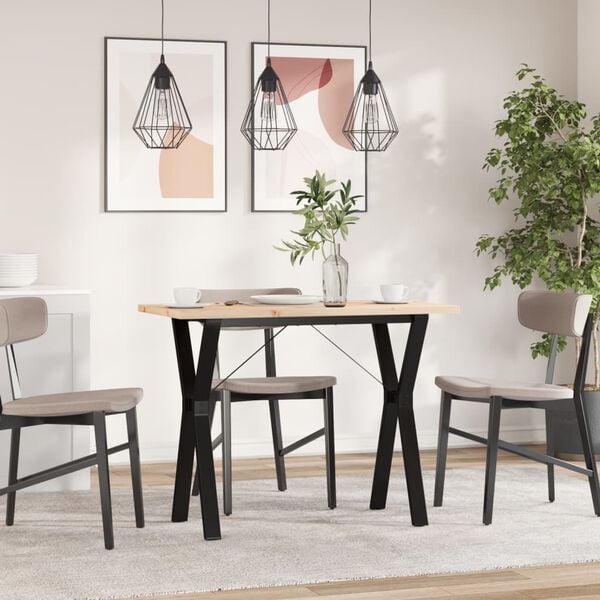 vidaXL Spisebord Y-ramme 100x50x75,5 cm heltre furu og st&aring;l
