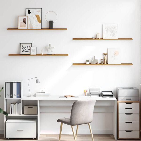 vidaXL Vegghylle med hylle 4 pcs Beige 115 x 9 x 3 cm Konstruert tre