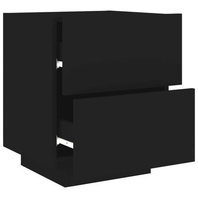 vidaXL Nattbord med LED 2 stk svart konstruert tre