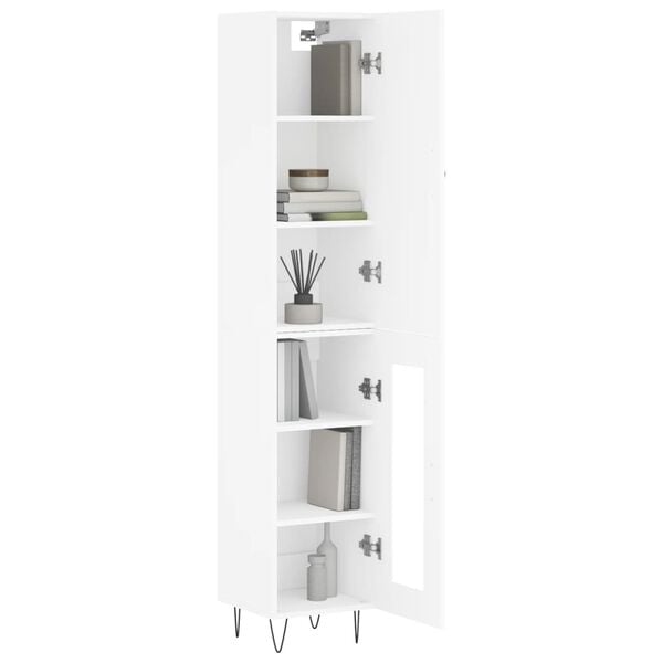 vidaXL Highboard hvit 34,5x34x180 cm konstruert tre