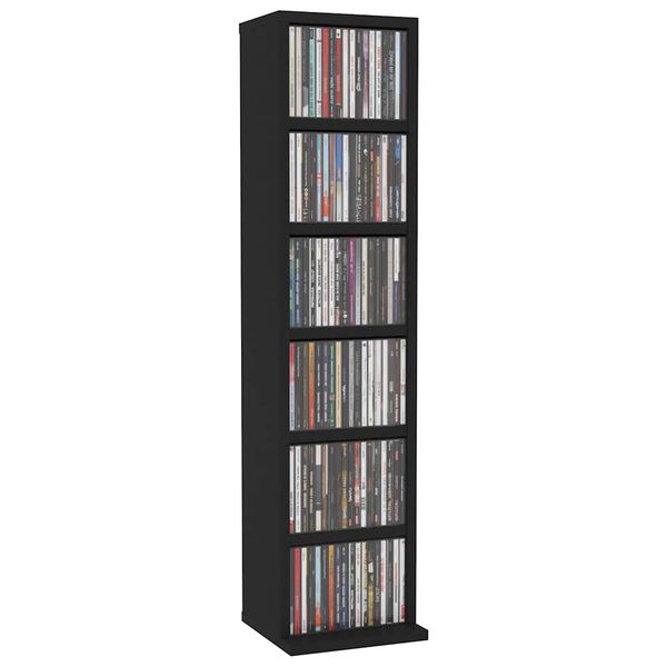 vidaXL CD-skap svart 21x20x88 cm konstruert tre