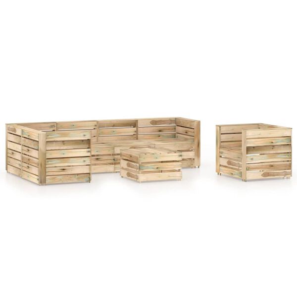 vidaXL Hagesofagruppe 7 deler impregnert furu gr&oslash;nn