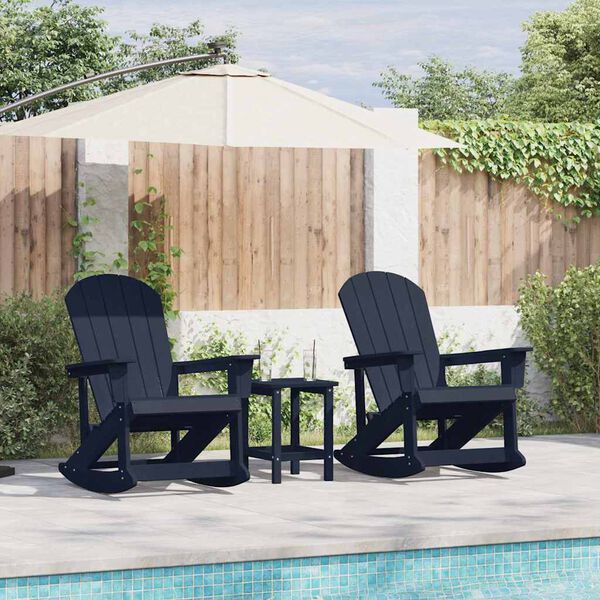 vidaXL Hage lounge sett 3 pcs Marinebl&aring; HDPE