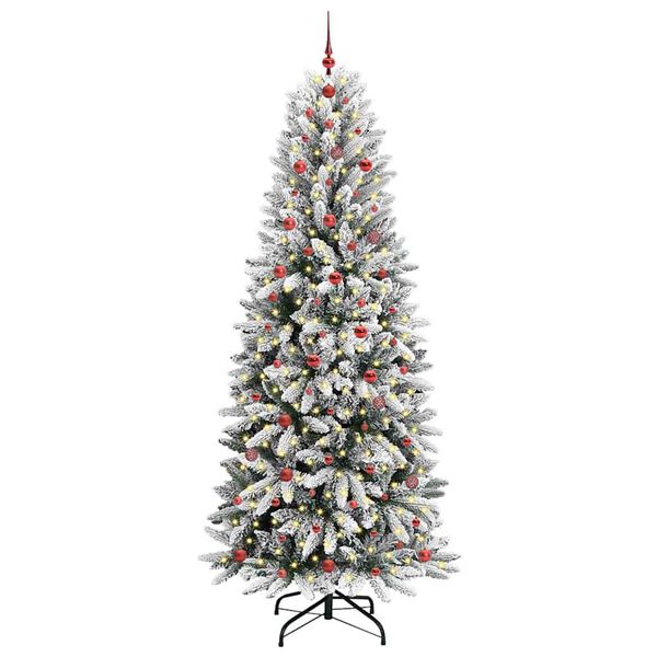vidaXL Kunstig juletre med 300 LED Hvit 240 cm PVC, plast, st&aring;l og PE