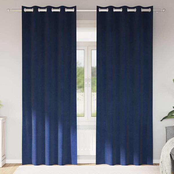 vidaXL Blendingsgardiner 2 pcs M&oslash;rkebl&aring; 140 x 260 cm Fl&oslash;yel