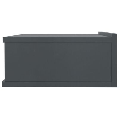 vidaXL Flytende nattbord grå 40x30x15 cm sponplate