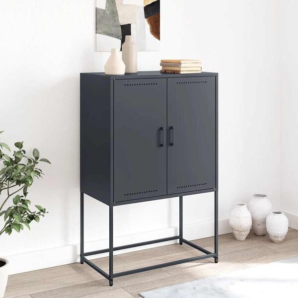 vidaXL Highboard antrasitt 68,5x38,5x107 cm st&aring;l