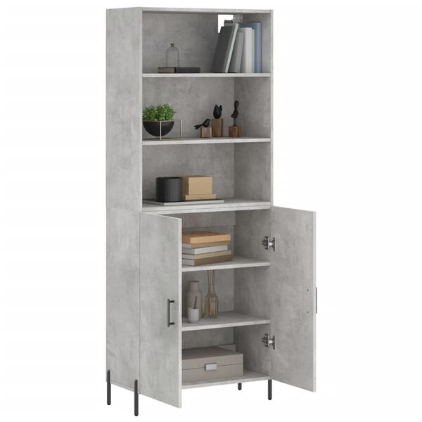 vidaXL Highboard betonggr&aring; 69,5x34x180 cm konstruert tre