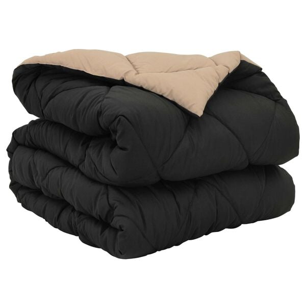 vidaXL Full &aring;r dyne Svart og Taupe 220 x 140 cm Mikrofiber