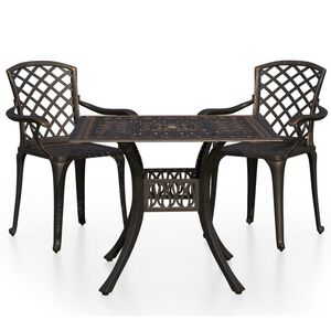 vidaXL Bistrosett 3 deler st&oslash;pt aluminium bronse