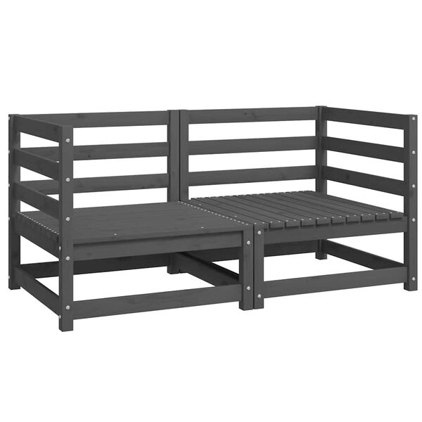 vidaXL Utendørs hjørnesofaer 2 stk grå heltre furu