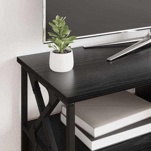 vidaXL TV-skap Svart Eik 90 x 33 x 45 cm Konstruksjonsvirke og st&aring;l