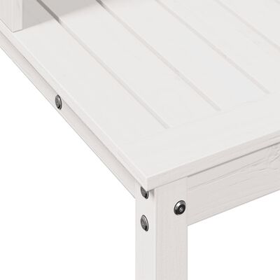 vidaXL Pottebord med hyller hvit 108x50x109,5 cm heltre furu