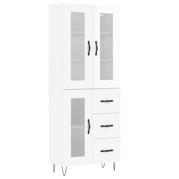 vidaXL Highboard h&oslash;yglans hvit 69,5x34x180 cm konstruert tre