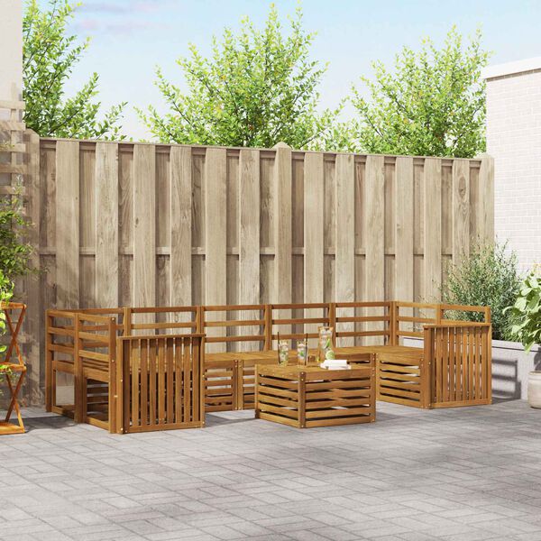 vidaXL Sofasett 8 pcs Naturlig Solid akasietre