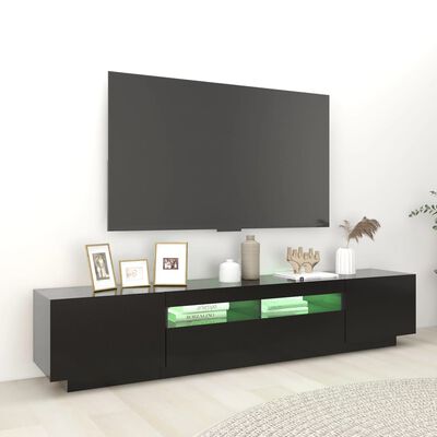 vidaXL TV-benk med LED-lys svart 200x35x40 cm
