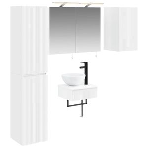 vidaXL Baderomsinnredningssett 5 pcs Hvit Konstruert tre og glass