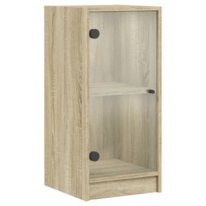 vidaXL Sideskap med glassd&oslash;rer sonoma eik 35x37x75,5 cm