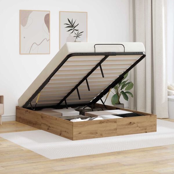 vidaXL Ottoman sengeramme Artisan Eik 140 x 200 cm Konstruert tre