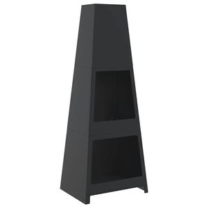 vidaXL Utepeis med vedholder t&aring;rndesign svart st&aring;l