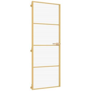 vidaXL Innerd&oslash;r slank gull 76x201,5 cm herdet glass og aluminium