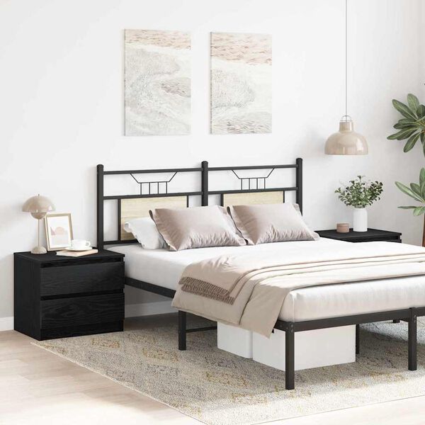 vidaXL Nattbordskap 2 pcs Svart Eik 50 x 40 x 43,5 cm Konstruert tre