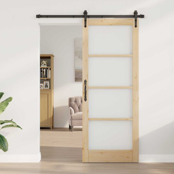 vidaXL Skyvedør ORKDAL Naturlig 83 x 211 cm Massivt furutre og glass